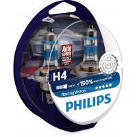 Автолампа Philips H4 RACING VISION +150%, 2 шт (12342RVS2)